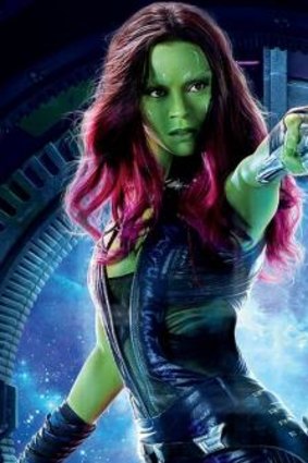 As Gamora in <i>Guardians of the Galaxy</i>.