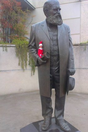 The Elf on the Shelf visits Father of Canberra John Gale in Queanbeyan.