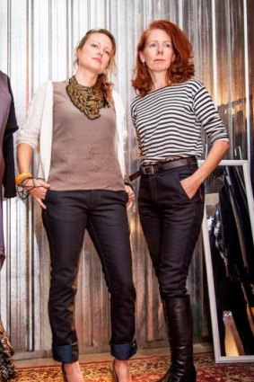 Models Jen Dubois and Karen Brennan wearing the new women's jeans by local label Corr Blimey.