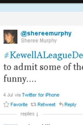 Even Harry Kewell's wife, Sheree Murphy, was amused by some of the Twitter comments.