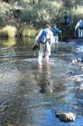 Wading across the Shoalhaven River en route to the Big Hole last weekend