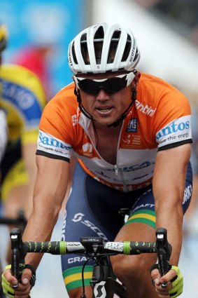 Australian cyclist Simon Gerrans of the Orica GreenEDGE team during Stage Three of the Tour Down Under.