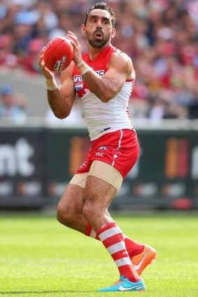 Centre of attention: Adam Goodes copped plenty during Sydney's grand final loss on Saturday.