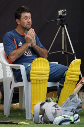 Australian captain Ricky Ponting after training in Ahmedabad, India.