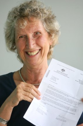 "Lottery" winner...Ms Tokley with her letter from Australia.