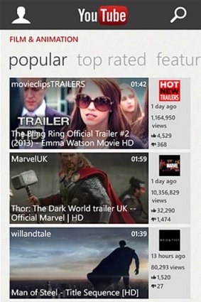 A screenshot of the blocked YouTube app for Windows Phone.