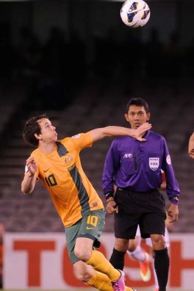 Living up to expectations: Robbie Kruse scored a goal for Australia in the Socceroos' 4-0 drubbing of Jordan in Melbourne on Tuesday night.