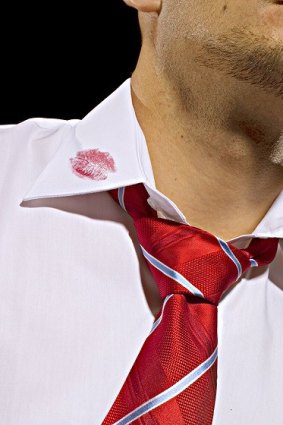 lipstick on his collar