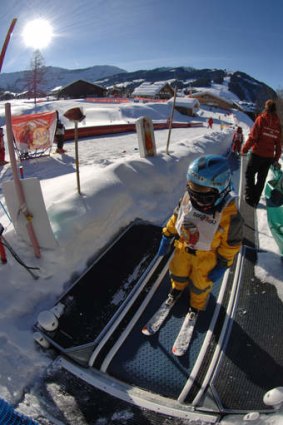 Kids learning to ski.