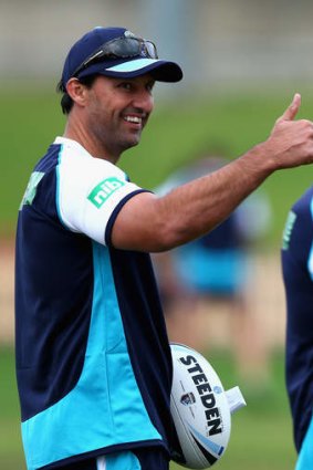 Thumbs up: Laurie Daley in a relaxed mood heading into Origin I.