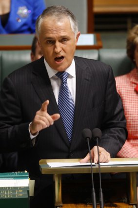 The case against: Opposition Leader Malcolm Turnbull makes his reply to the budget last night.