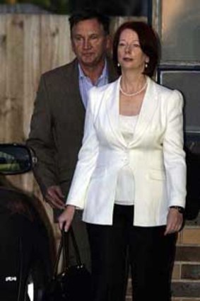 Julia Gillard leaves her Altona home for Canberra on Saturday.