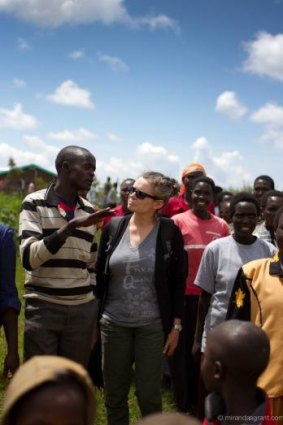Judith Lucy in Uganda with   ActionAid program co-ordinators.
