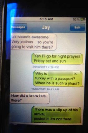 Revealing ... text conversations between the two men indicate that there is a "spynet of Muslims spying for ASIO".