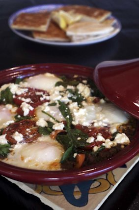 Breakfast tagine with lamb.