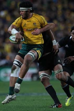 Man mountain &#8230; Sitaleki Timani takes on the All Blacks' defence during the 27-19 defeat in Sydney this year.
