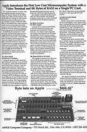 The Original print advertisement for the Apple I in 1976