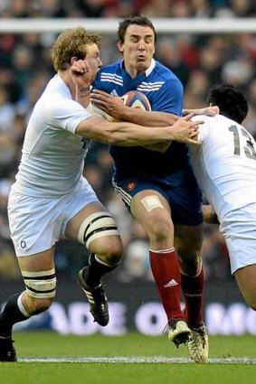 Squeezed ... France's No.8 Louis Picamoles.