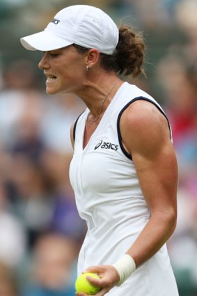 Stosur tries to rev herself up.