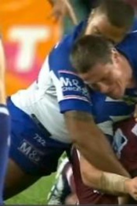 Controversy: Josh Jackson's tackle on Manly prop Josh Starling.