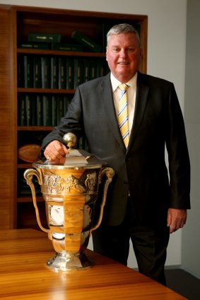 Michael Brown with the rugby league World Cup.
