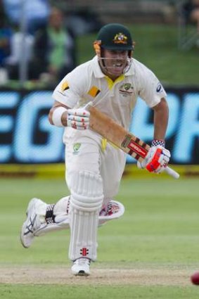 David Warner runs between wickets during the second day of the second Test.