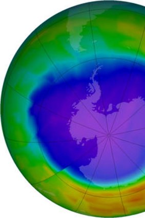 The ozone hole over Antarctica.