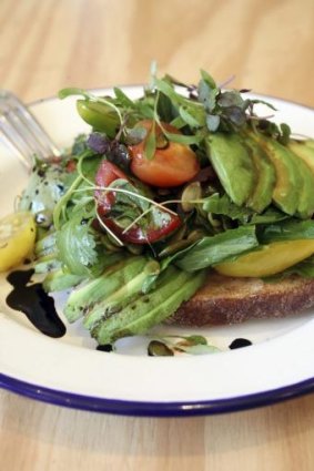 Avo and tomato on sourdough.