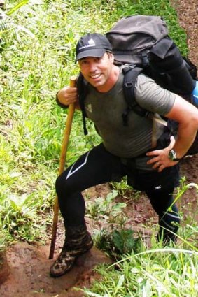 Brian Freeman hiking the Kokoda trail.
