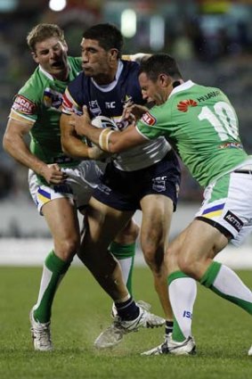 Twist and shout ... Brett White goes down with a ruptured ACL in Monday’s game against the Titans.