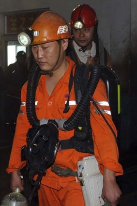 Rescuers prepare to enter the Fangbei coal mine.