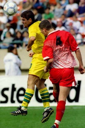 Socking it to them ... Joe Speteri in a World Cup qualifier against Canada in 1996.