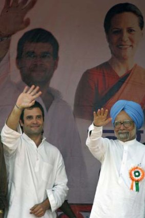 Indian Prime Minister Manmohan Singh and Congress Party general secretary Rahul Gandhi
