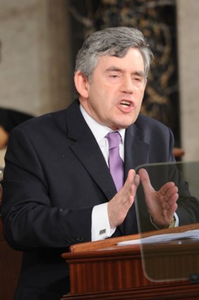 Me, dull? ... British Prime Minister Gordon Brown addressed a Joint Session of the US Congress at the Capitol in Washington on March 4.