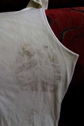 A boot print on the singlet Said Yatim was wearing when he says he was assaulted by a Corrective Services officer.