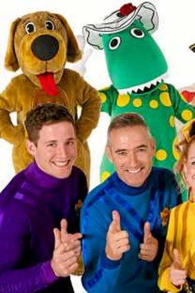 Three new generation Wiggles, plus the old blue guy: from left, Lachlan Gillespie, Anthony Field, Emma Watkins and Simon Price.