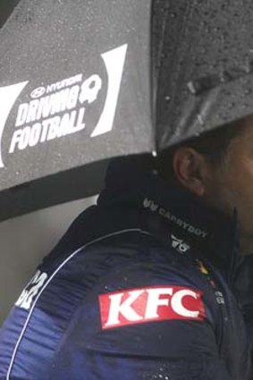 Ange Postecoglou watches the game against the Central Coast Mariners.