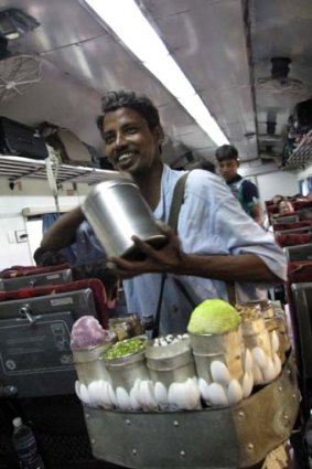 The shopping comes to you on the intercity trains in India.