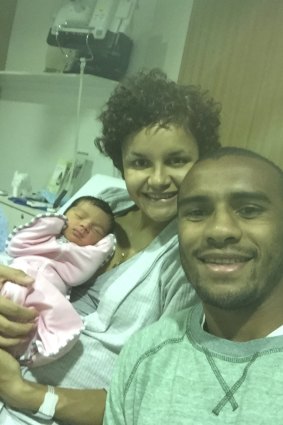 Happy snap: Will Genia with wife Vanessa and daughter Olivia.