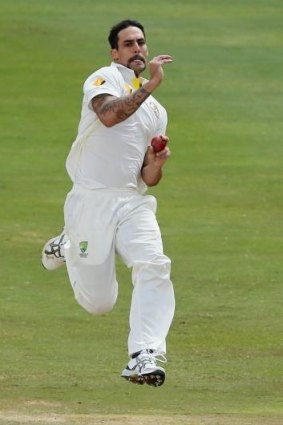 Awesome: Mitchell Johnson in full flight.