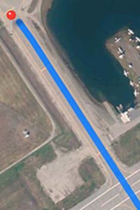 Apple Maps' faulty route to the airport.