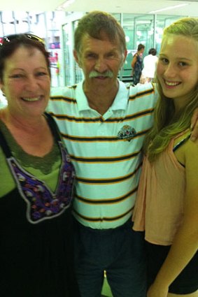 Sydneysiders Roxanne Russell, Grahame Russell are picked up by the granddaughter Erin Bryers at Brisbane Airport.