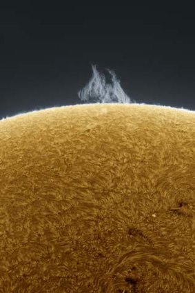 The view from Buffalo ... an amazing view of the sun, photographed from a backyard in New York.