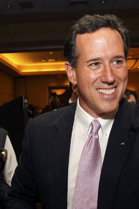 Republican candidate Rick Santorum greets supporters in Louisiana.