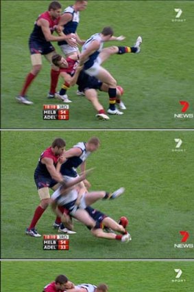 Screen grabs of Trengove tackle on Dangerfield.