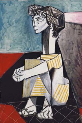 Jacqueline with Crossed Hands, 1954, from Picasso: Masterpieces from the Musee National Picasso, Paris.
