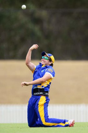 ACT Meteors skipper Kris Britt celebrates a catch against in Wednesday's T20 semi-final against NSW.