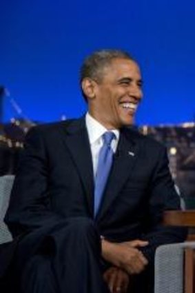 Barack Obama chats with David Letterman in a 2012 show.
