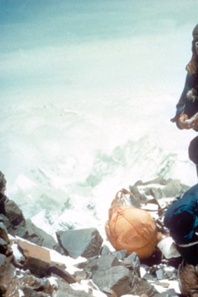 Edmund Hillary and Tenzing Norgay reach the summit. 
