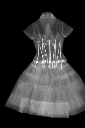 X-ray of the 1954 Zelie cocktail dress worn by Mrs Nat King Cole.